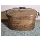 Large Vintage Copper Boiler Pot with Lid and Handles