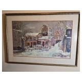 Framed Montmartre Street Scene Painting Signed Maurice Utrillo Style