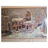 Framed Montmartre Street Scene Painting Signed Maurice Utrillo Style