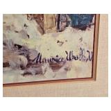 Framed Montmartre Street Scene Painting Signed Maurice Utrillo Style