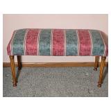 Upholstered Bench with Fluted Legs and Striped Fabric