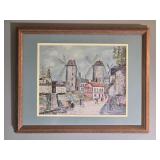 Framed Montmartre Windmill Scene Print After Maurice Utrillo