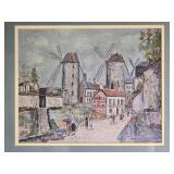 Framed Montmartre Windmill Scene Print After Maurice Utrillo