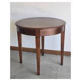 Ethan Allen Round Wooden Dining or Accent Table with Tapered Legs