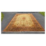 Large Hand Knotted Persian Style Area Rug Cream Field Floral Design