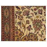 Large Hand Knotted Persian Style Area Rug Cream Field Floral Design