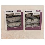 (2) NEW FOSTER GRANT +1.50 READING GLASSES 3PK
