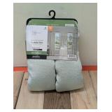 NEW MAINSTAYS GREEN EMBOSSED CURTAIN SET 4 PANELS