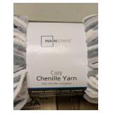 NEW MAINSTAYS COZY CHENILLE YARN 220YARDS GRAY/CREAM
