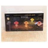 INFINITY X1 GLASS MUSHROOM LANDSCAPE LIGHTS SOLAR RECHARGEABLE 3PK