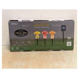 INFINITY X1 GLASS MUSHROOM LANDSCAPE LIGHTS SOLAR RECHARGEABLE 3PK