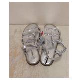 NEW CAT & JACK KIDS ARIA BOW SANDALS SIZE 5 SILVER