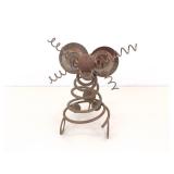 2 Folk Art Heavy Iron 9' Mouse Figures