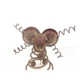 2 Folk Art Heavy Iron 9' Mouse Figures