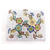 2 Cloisonne Black and White Dragon and Flower Tea Caddy, and Incense Jar