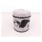 2 Cloisonne Black and White Dragon and Flower Tea Caddy, and Incense Jar