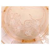 Lot of 3 Pink Depression Glass Cake Plates