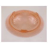 Lot of 3 Pink Depression Glass Cake Plates