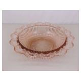 Lot of 4 Pink Depression Glass Serving Caddy's and Candy Bowls
