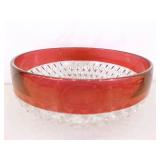 Lot of 4 Indiana Glass Diamond Point Ruby 10' and 5' Bowls