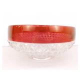 Lot of 4 Indiana Glass Diamond Point Ruby 10' and 5' Bowls