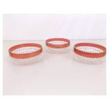 Lot of 4 Indiana Glass Diamond Point Ruby 10' and 5' Bowls