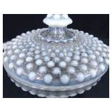Vintage Anchor Hocking Opalescent Hobnail Covered Dish and Candy Caddy