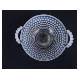 Vintage Anchor Hocking Opalescent Hobnail Covered Dish and Candy Caddy