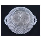 Vintage Anchor Hocking Opalescent Hobnail Covered Dish and Candy Caddy
