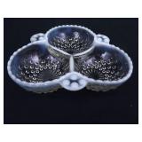 Vintage Anchor Hocking Opalescent Hobnail Covered Dish and Candy Caddy