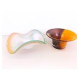 A Blown Murano Glass Bowl and Blown Artisan Bowl