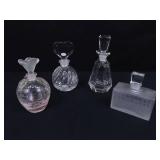 4 Crystal and Glass Perfume Bottles