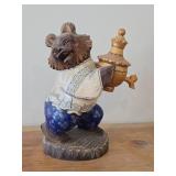 8' Traditional Russian Bear theme Hand-carved Hand-painted Wood Figurine (signed on bottom)