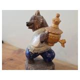 8' Traditional Russian Bear theme Hand-carved Hand-painted Wood Figurine (signed on bottom)