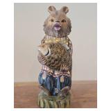 8 1/2' Traditional Russian Traveling Bear theme Hand-carved Hand-painted Wood Figurine