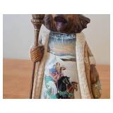 9' Traditional Russian Grizzley Santa Bear theme Hand-carved Hand-painted Wood Figurine (signed on bottom)