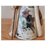 9' Traditional Russian Grizzley Santa Bear theme Hand-carved Hand-painted Wood Figurine (signed on bottom)