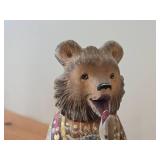 Vintage 13 1/2' Traditional Russian Traveling Bear with Pail of Food theme Hand-carved Hand-painted Wood Figurine