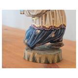 Vintage 13 1/2' Traditional Russian Traveling Bear with Pail of Food theme Hand-carved Hand-painted Wood Figurine