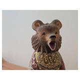 Vintage 13 1/2' Traditional Russian Traveling Bear with Cub theme Hand-carved Hand-painted Wood Figurine