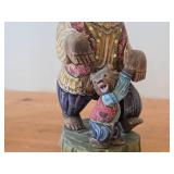 Vintage 13 1/2' Traditional Russian Traveling Bear with Cub theme Hand-carved Hand-painted Wood Figurine