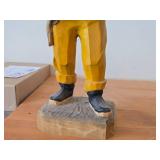 Vintage 15 3/4' Fisherman theme Hand-carved Wooden Figurine by Henning Engelsen (Norway)