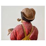 Vintage 15 3/4' Fisherman theme Hand-carved Wooden Figurine by Henning Engelsen (Norway)