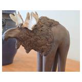 Vintage Moose theme Clay Pottery Figurine (Signed) by Hamilton (1981)