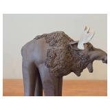 Vintage Moose theme Clay Pottery Figurine (Signed) by Hamilton (1981)