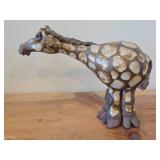 Vintage Giraffe theme Clay Pottery Figurine (Signed) by J.A. Hamilton (1981)
