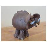 Vintage Elephant theme Clay Pottery Figurine (Signed) by J.A. Hamilton (1981)