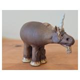 Vintage Unicorn theme Clay Pottery Figurine (Signed) by J.A. Hamilton (1981)