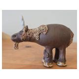 Vintage Unicorn theme Clay Pottery Figurine (Signed) by J.A. Hamilton (1981)