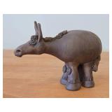Vintage Donkey theme Clay Pottery Figurine (Signed) by J.A. Hamilton (1981)